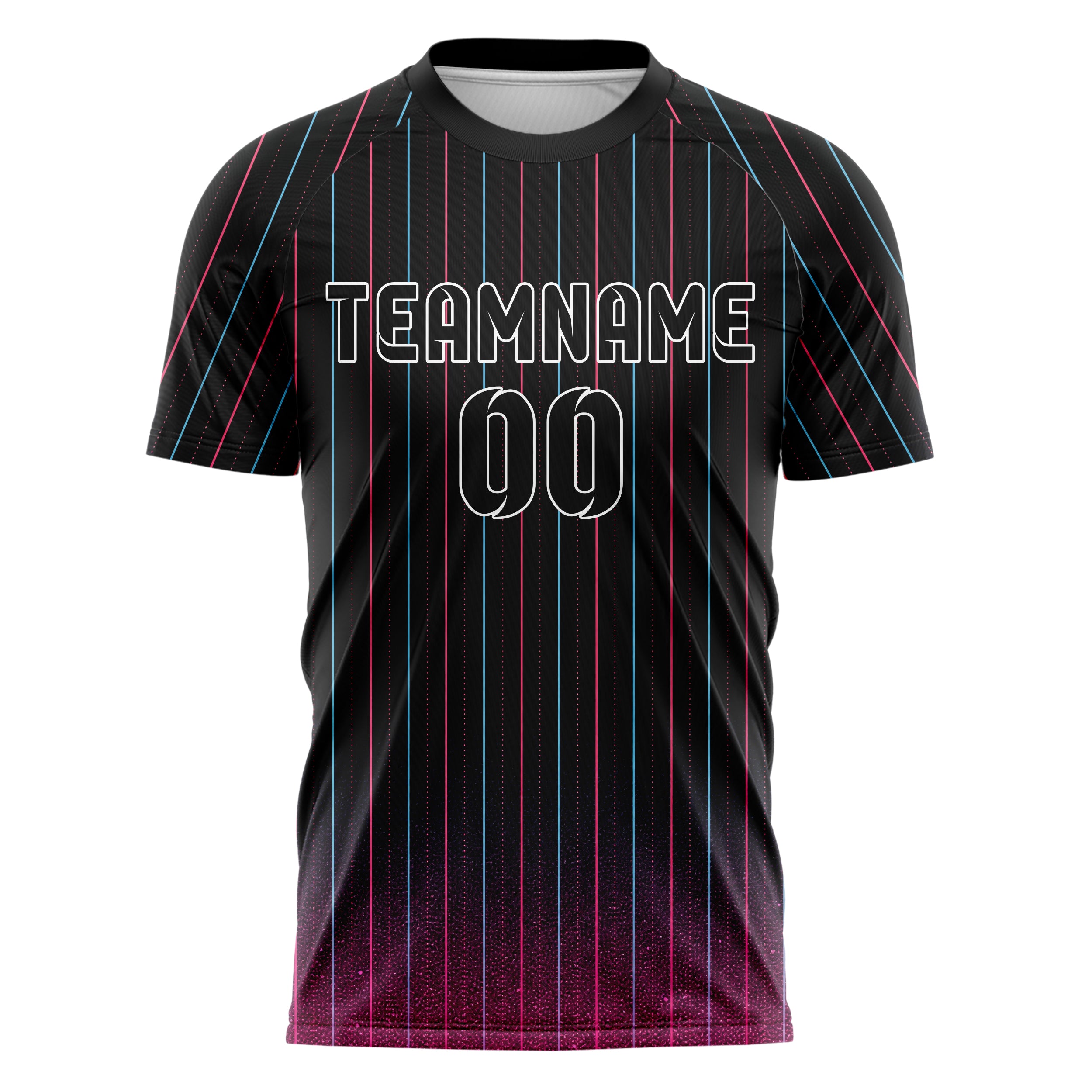 Schwarz lebendiges Nadelstreifen Bottom to Top Verlauf Design 11-0002 individuelles Fußballtrikot front