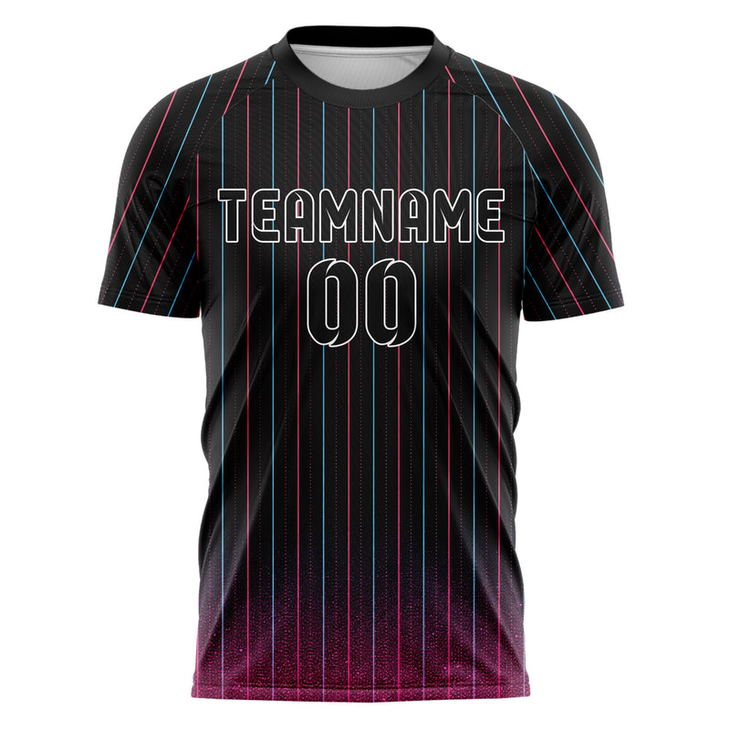 Schwarz lebendiges Nadelstreifen Bottom to Top Verlauf Design 11-0002 individuelles Fußballtrikot front