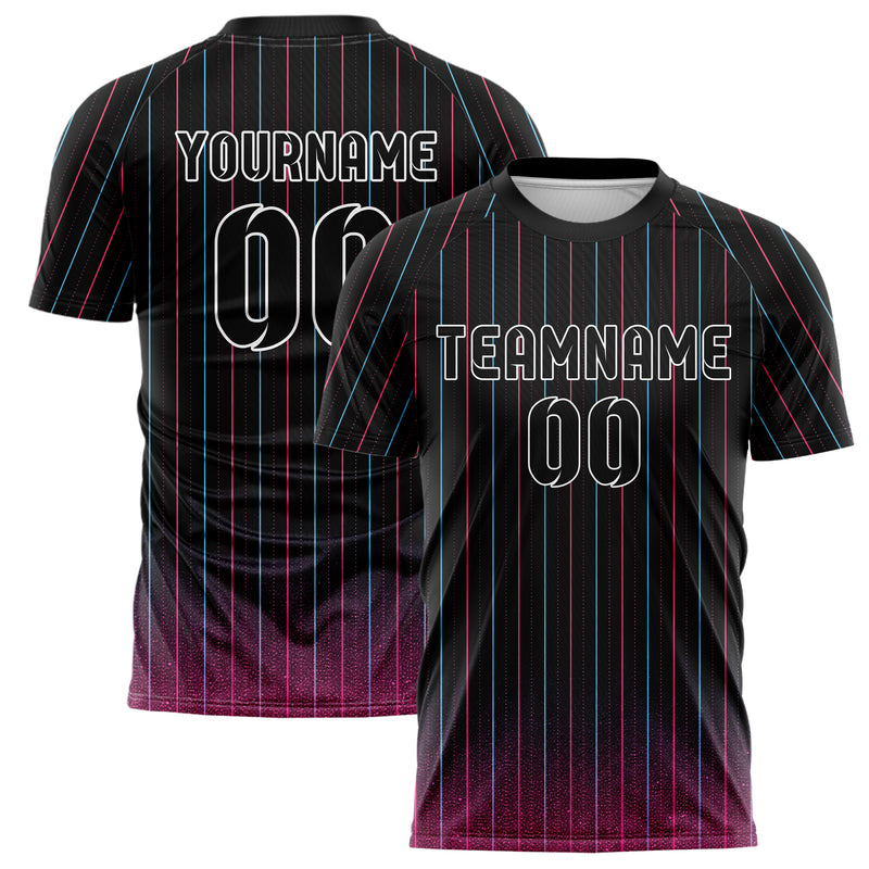 Schwarz lebendiges Nadelstreifen Bottom to Top Verlauf Design 11-0002 individuelles Fußballtrikot main