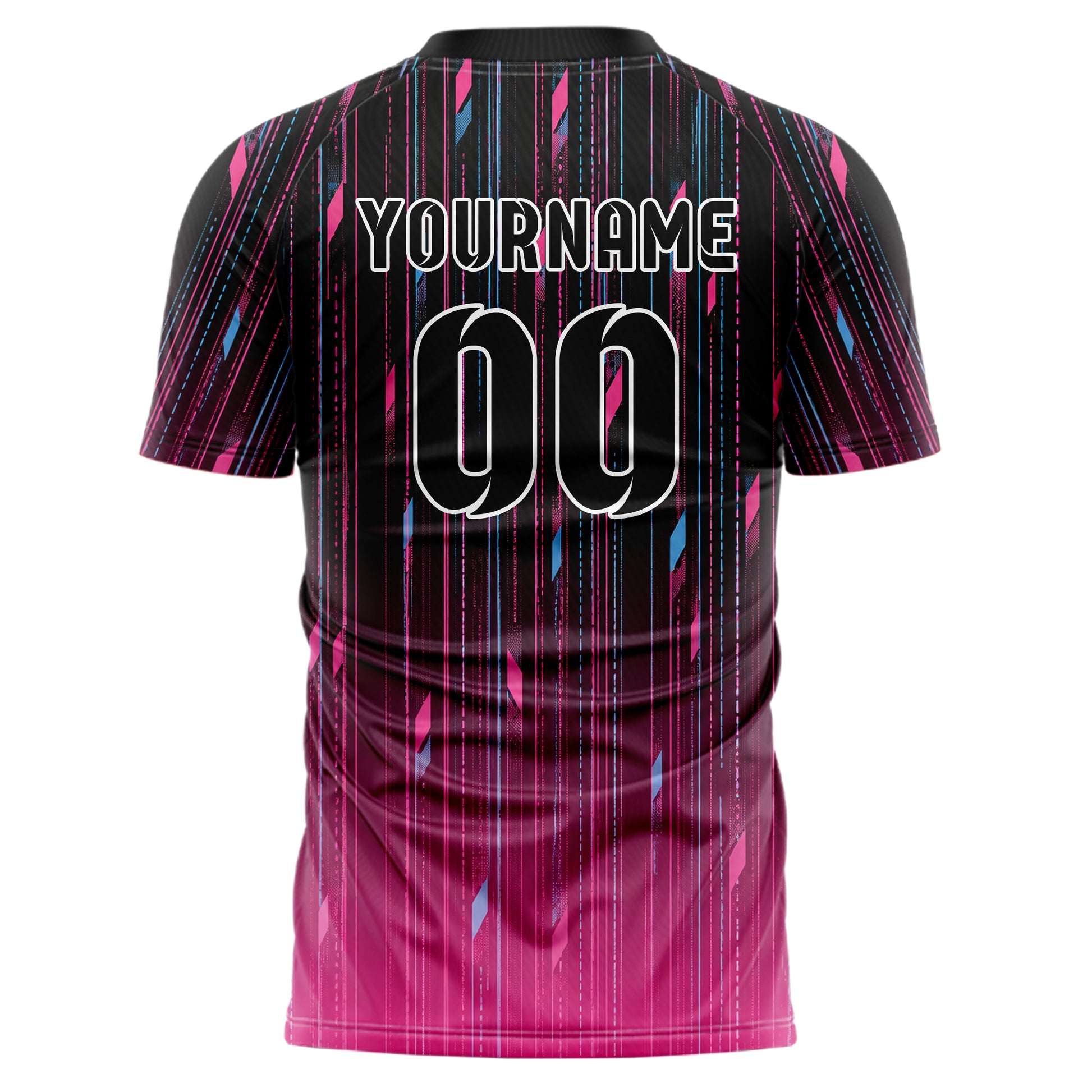 Schwarz lebendiges Nadelstreifen Bottom to Top Verlauf Design 11-0014 individuelles Fußballtrikot back