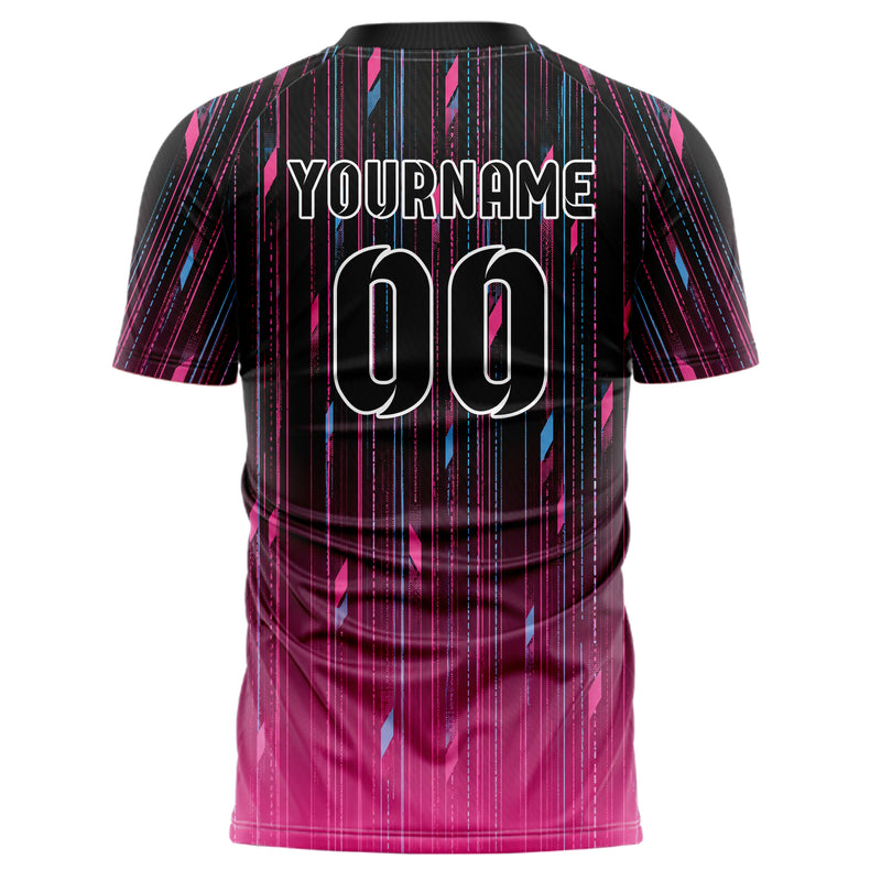 Schwarz lebendiges Nadelstreifen Bottom to Top Verlauf Design 11-0014 individuelles Fußballtrikot back
