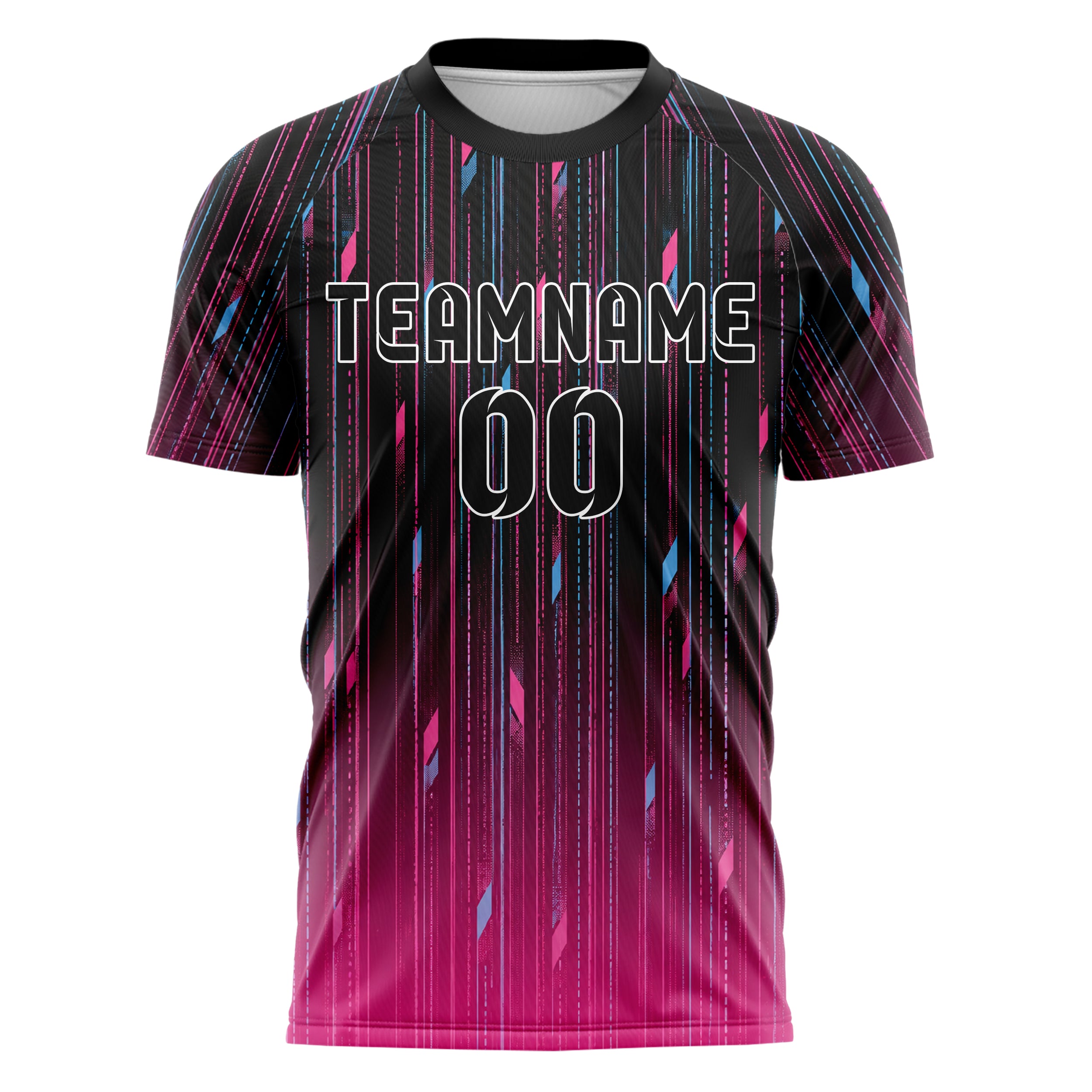 Schwarz lebendiges Nadelstreifen Bottom to Top Verlauf Design 11-0014 individuelles Fußballtrikot front