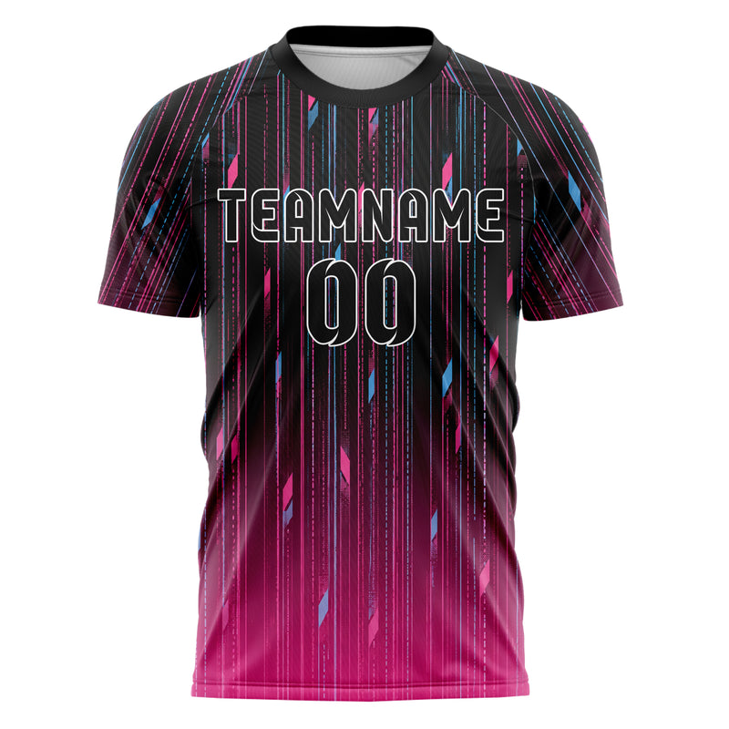 Schwarz lebendiges Nadelstreifen Bottom to Top Verlauf Design 11-0014 individuelles Fußballtrikot front