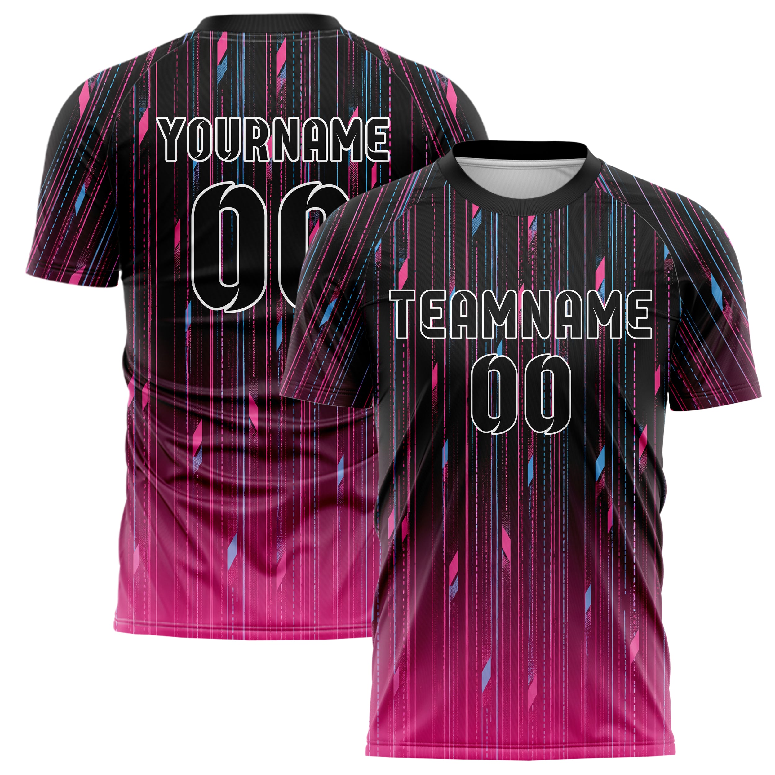 Schwarz lebendiges Nadelstreifen Bottom to Top Verlauf Design 11-0014 individuelles Fußballtrikot main