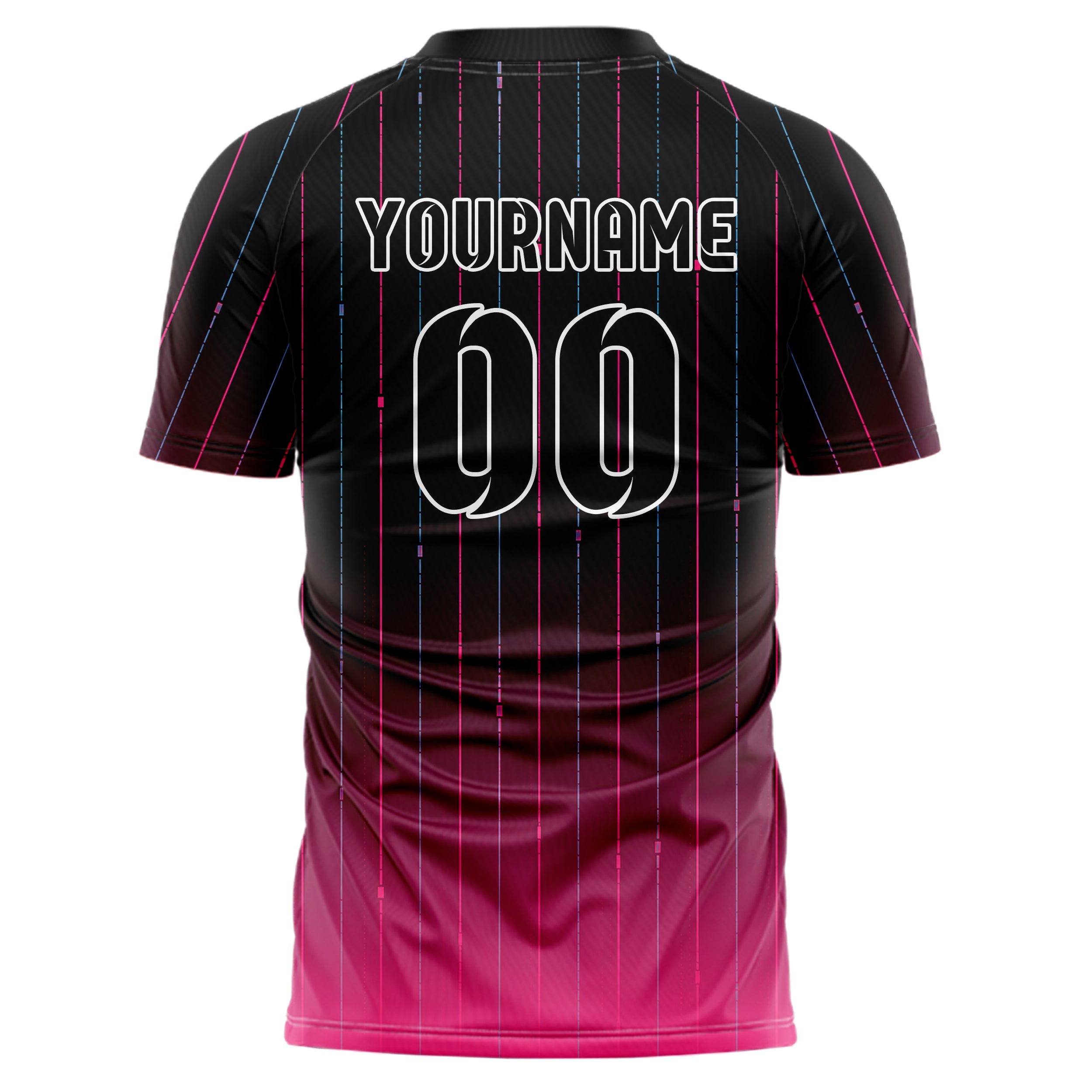 Schwarz lebendiges Nadelstreifen Bottom to Top Verlauf Design 11-0056 individuelles Fußballtrikot back