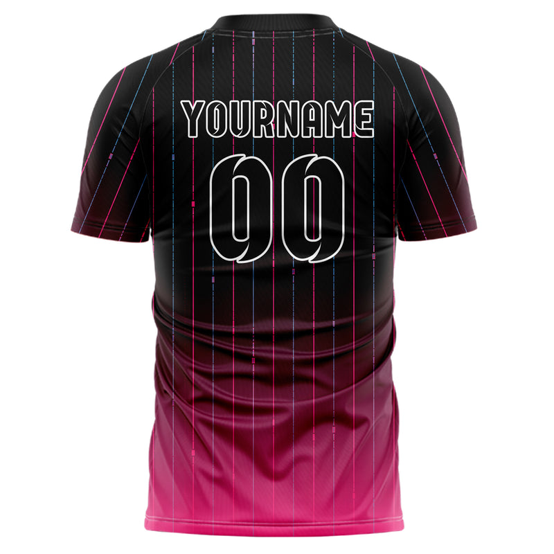 Schwarz lebendiges Nadelstreifen Bottom to Top Verlauf Design 11-0056 individuelles Fußballtrikot back