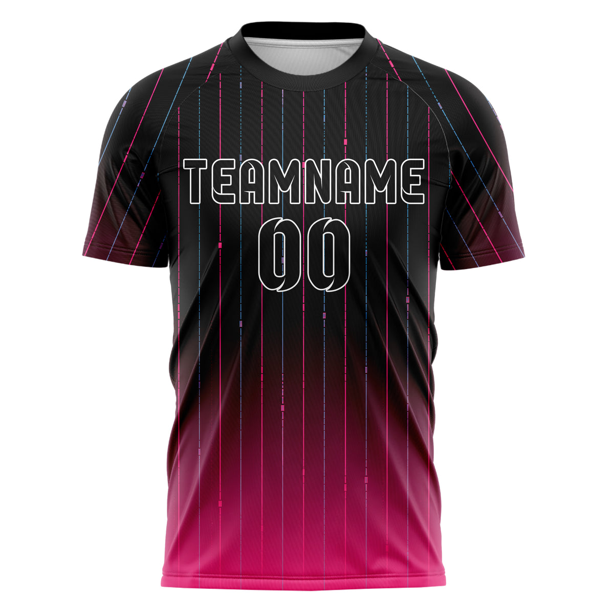 Schwarz lebendiges Nadelstreifen Bottom to Top Verlauf Design 11-0056 individuelles Fußballtrikot front