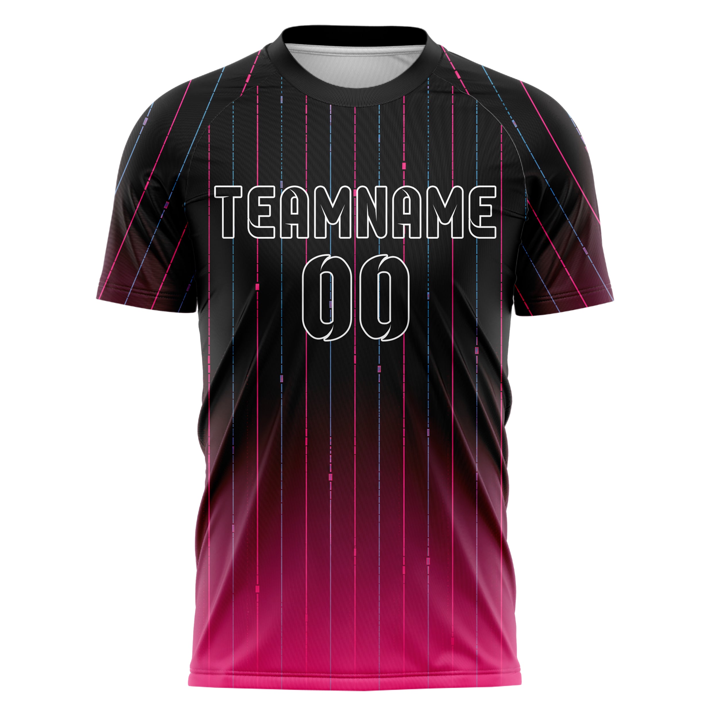 Schwarz lebendiges Nadelstreifen Bottom to Top Verlauf Design 11-0056 individuelles Fußballtrikot front