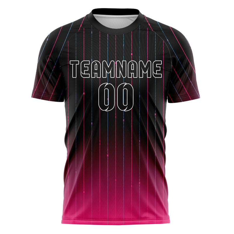 Schwarz lebendiges Nadelstreifen Bottom to Top Verlauf Design 11-0056 individuelles Fußballtrikot front