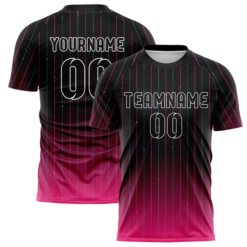 Schwarz lebendiges Nadelstreifen Bottom to Top Verlauf Design 11-0056 individuelles Fußballtrikot main