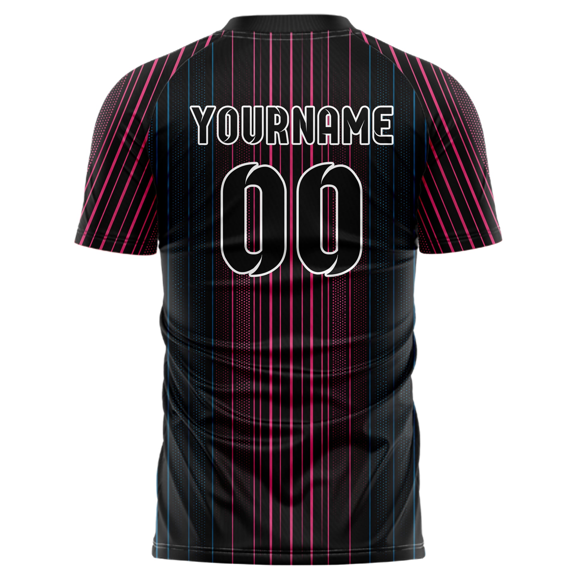 Schwarz lebendiges Nadelstreifen enge Pinstripes Design 11-0005 individuelles Fußballtrikot back