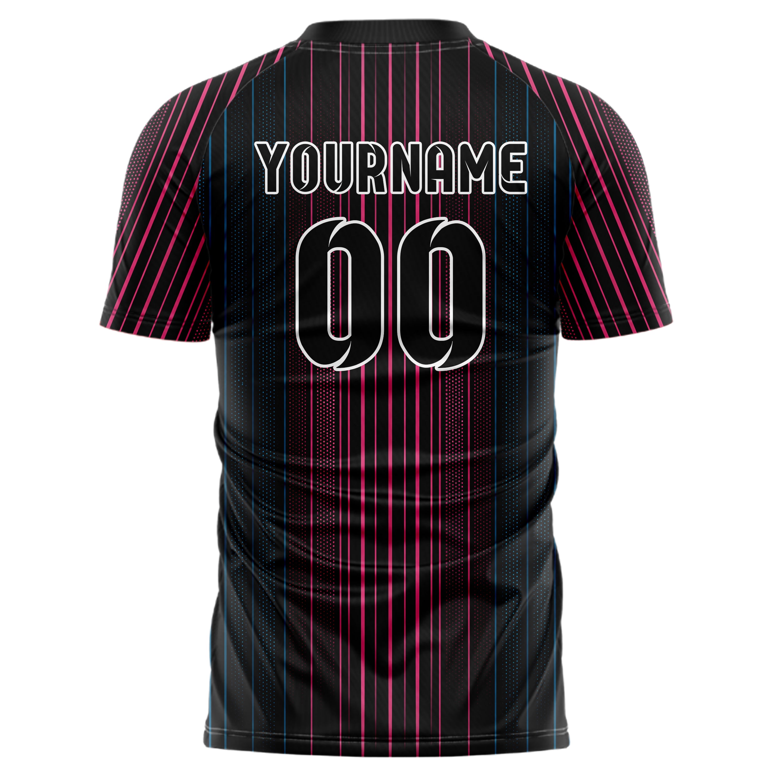 Schwarz lebendiges Nadelstreifen enge Pinstripes Design 11-0005 individuelles Fußballtrikot back