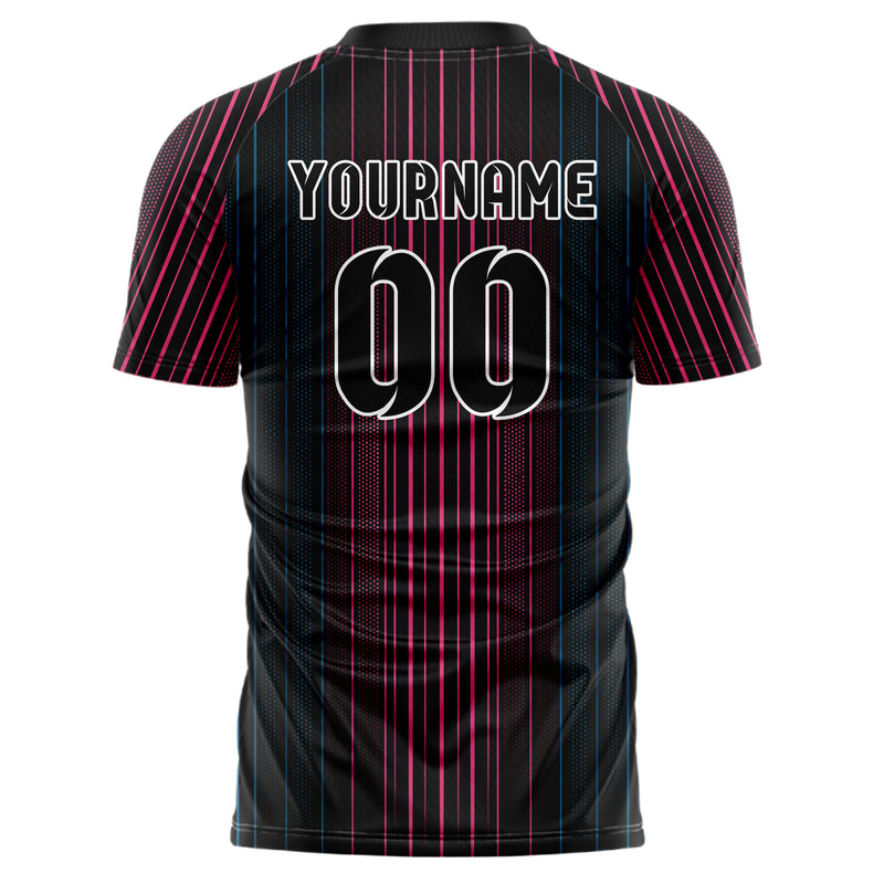 Schwarz lebendiges Nadelstreifen enge Pinstripes Design 11-0005 individuelles Fußballtrikot back