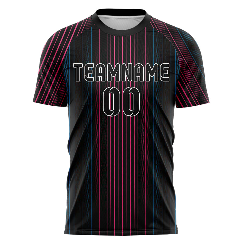 Schwarz lebendiges Nadelstreifen enge Pinstripes Design 11-0005 individuelles Fußballtrikot front