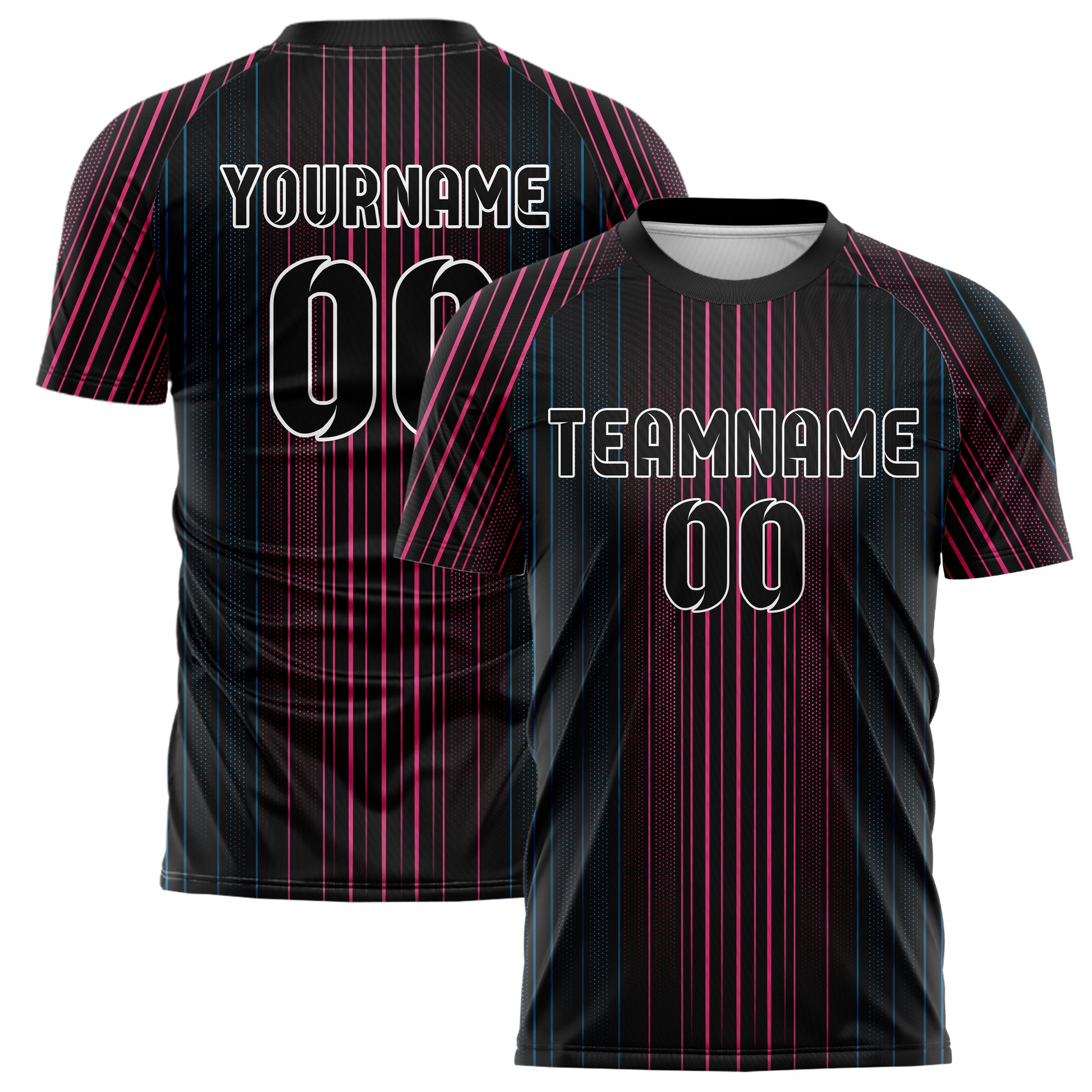 Schwarz lebendiges Nadelstreifen enge Pinstripes Design 11-0005 individuelles Fußballtrikot main