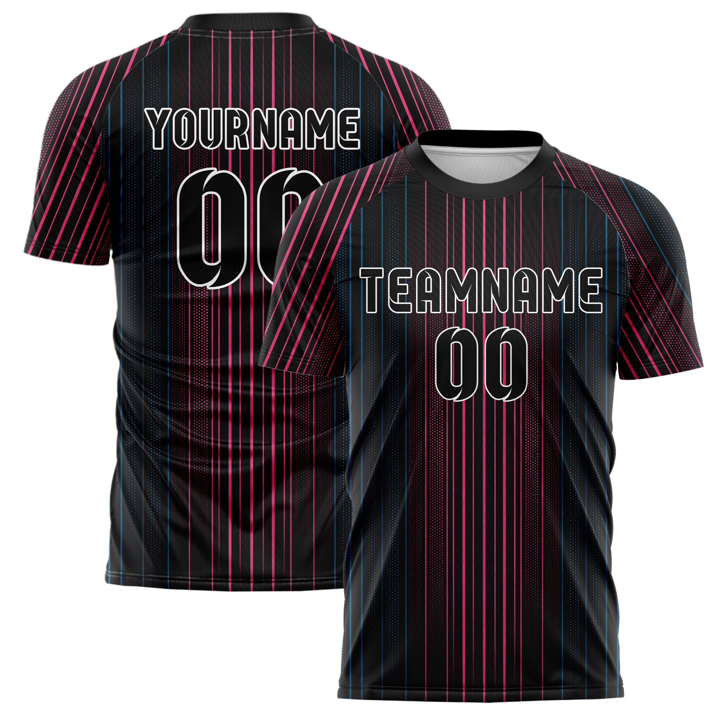 Schwarz lebendiges Nadelstreifen enge Pinstripes Design 11-0005 individuelles Fußballtrikot main