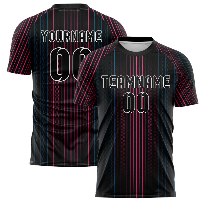 Schwarz lebendiges Nadelstreifen enge Pinstripes Design 11-0005 individuelles Fußballtrikot main