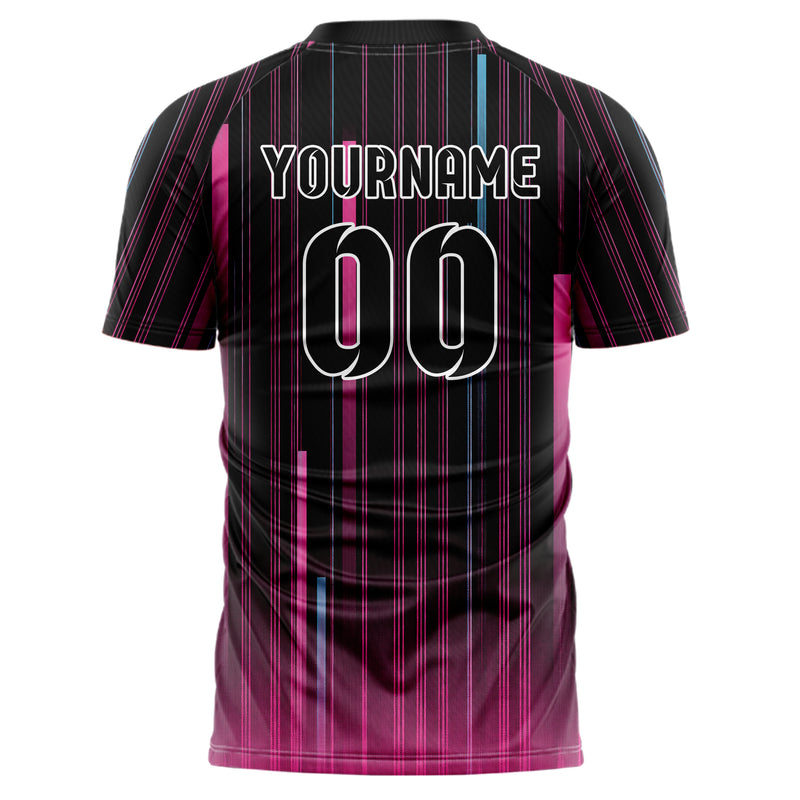 Schwarz lebendiges Nadelstreifen enge Pinstripes Design 11-0023 individuelles Fußballtrikot back