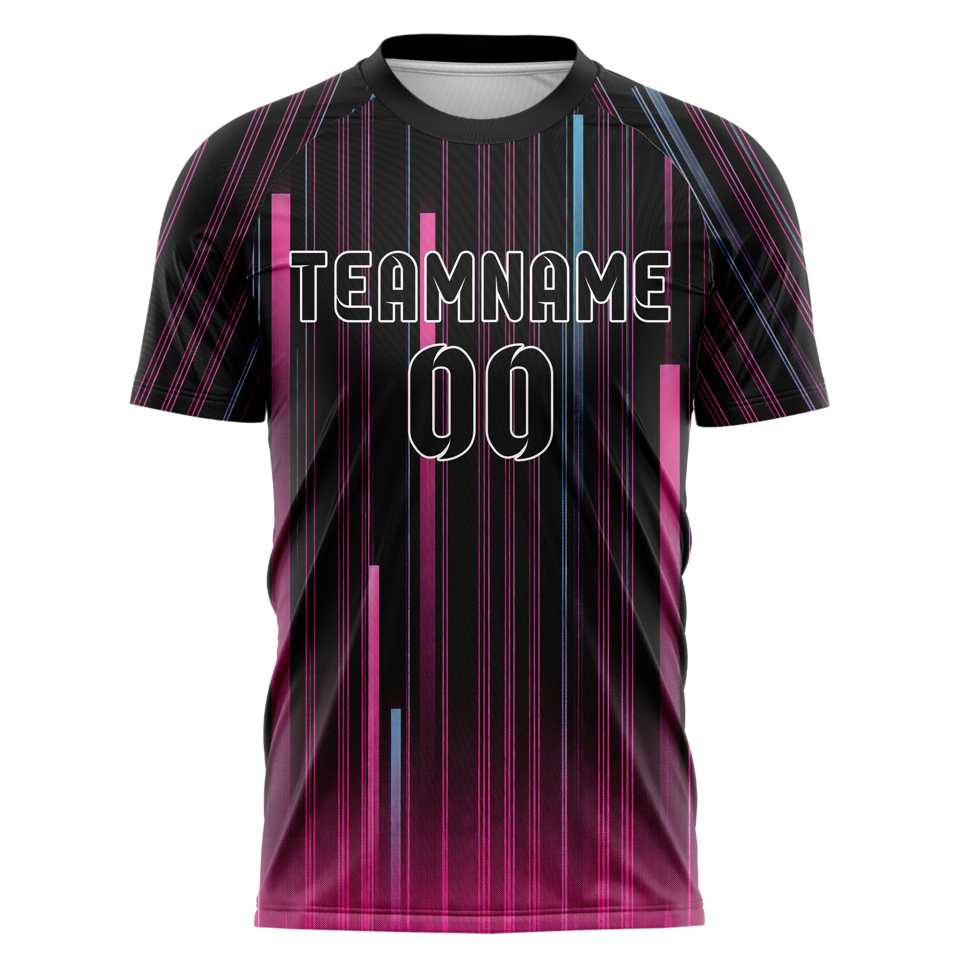 Schwarz lebendiges Nadelstreifen enge Pinstripes Design 11-0023 individuelles Fußballtrikot front