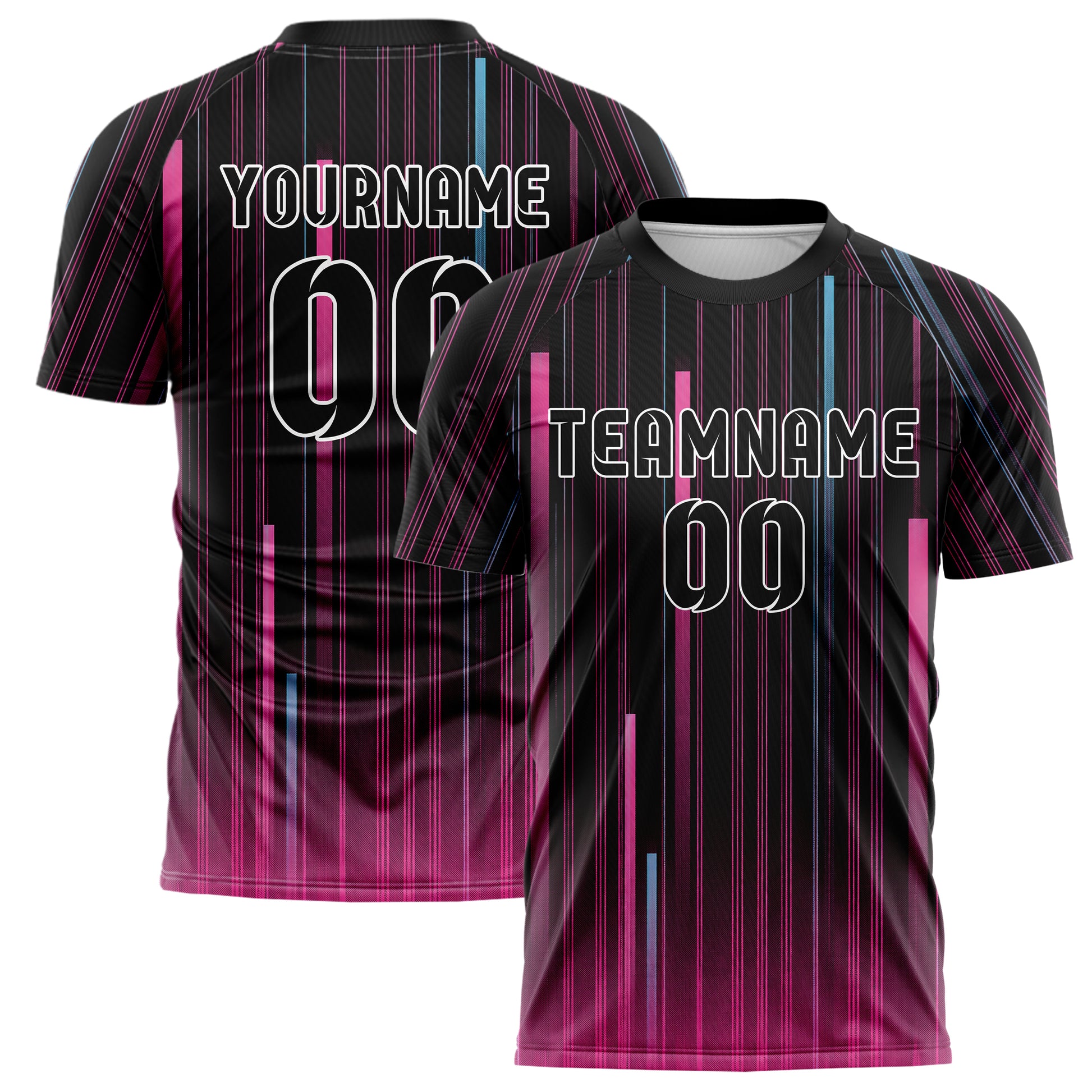 Schwarz lebendiges Nadelstreifen enge Pinstripes Design 11-0023 individuelles Fußballtrikot main