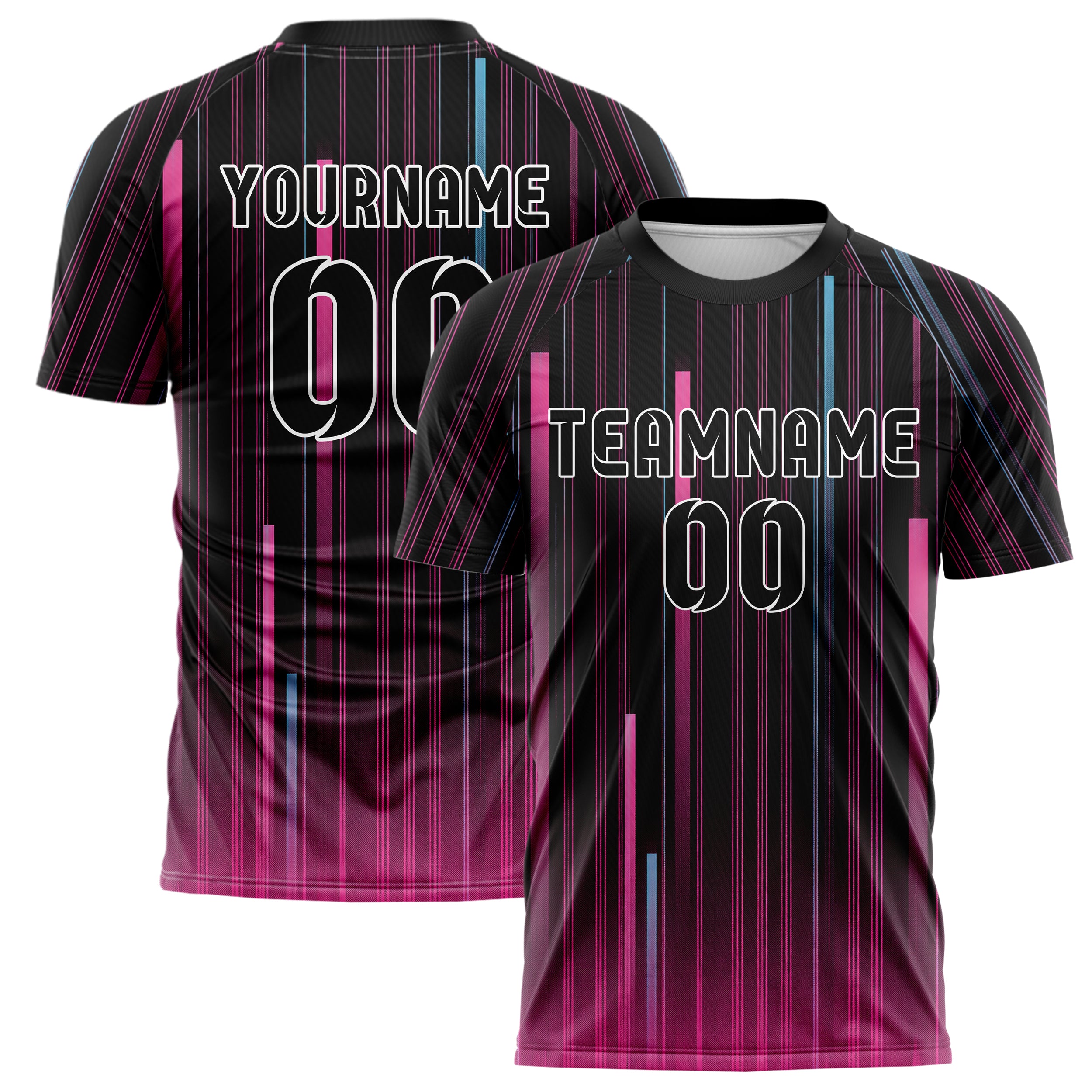 Schwarz lebendiges Nadelstreifen enge Pinstripes Design 11-0023 individuelles Fußballtrikot main