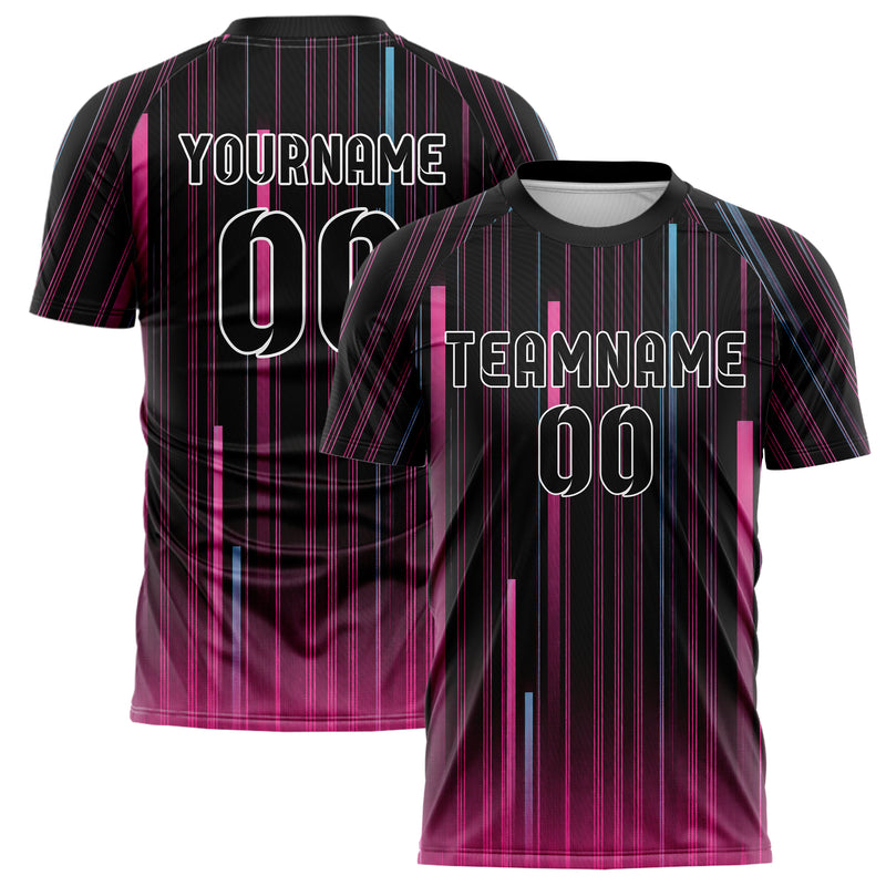 Schwarz lebendiges Nadelstreifen enge Pinstripes Design 11-0023 individuelles Fußballtrikot main