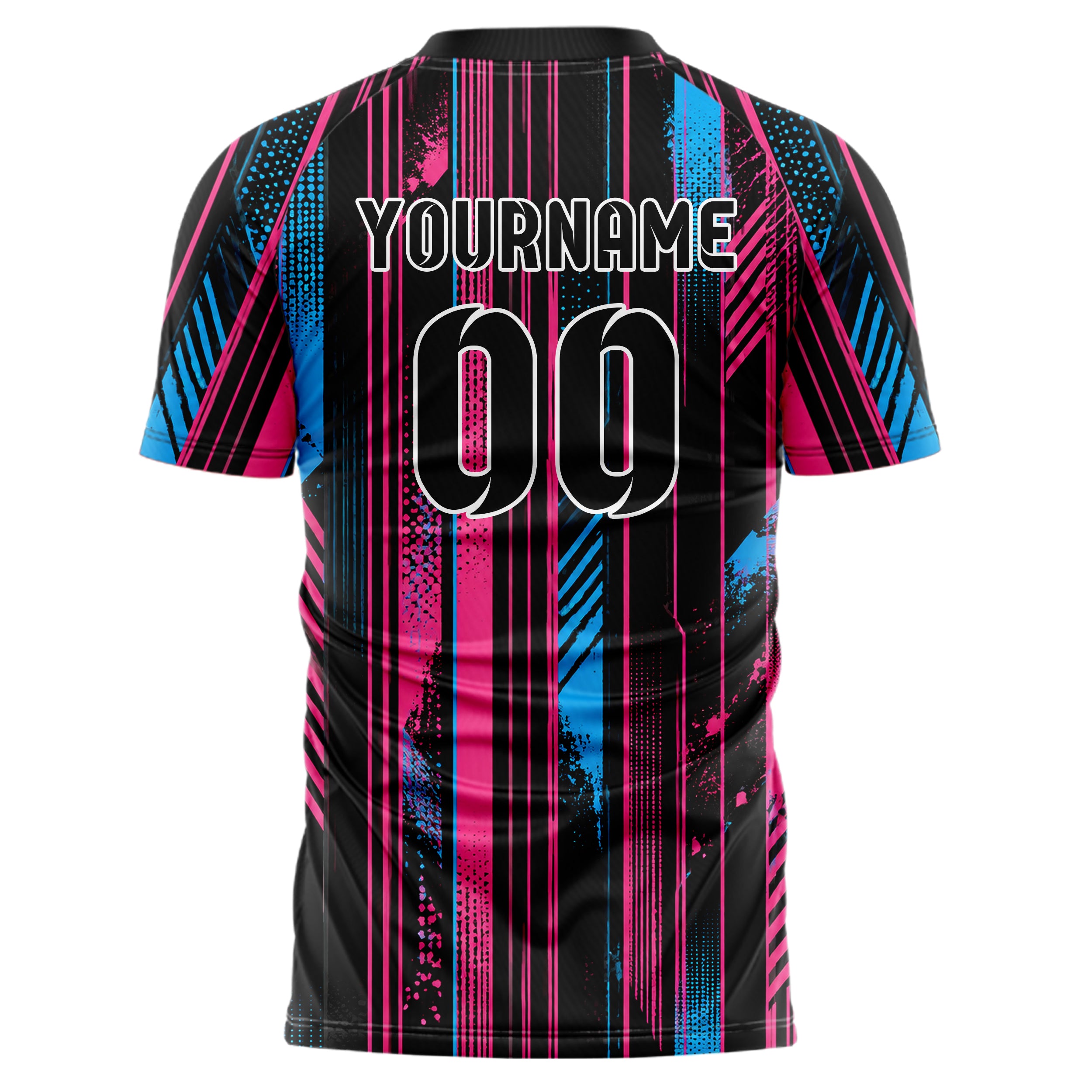 Schwarz lebendiges Nadelstreifen enge Pinstripes Design 11-0035 individuelles Fußballtrikot back