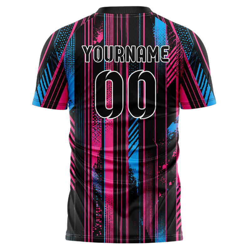 Schwarz lebendiges Nadelstreifen enge Pinstripes Design 11-0035 individuelles Fußballtrikot back