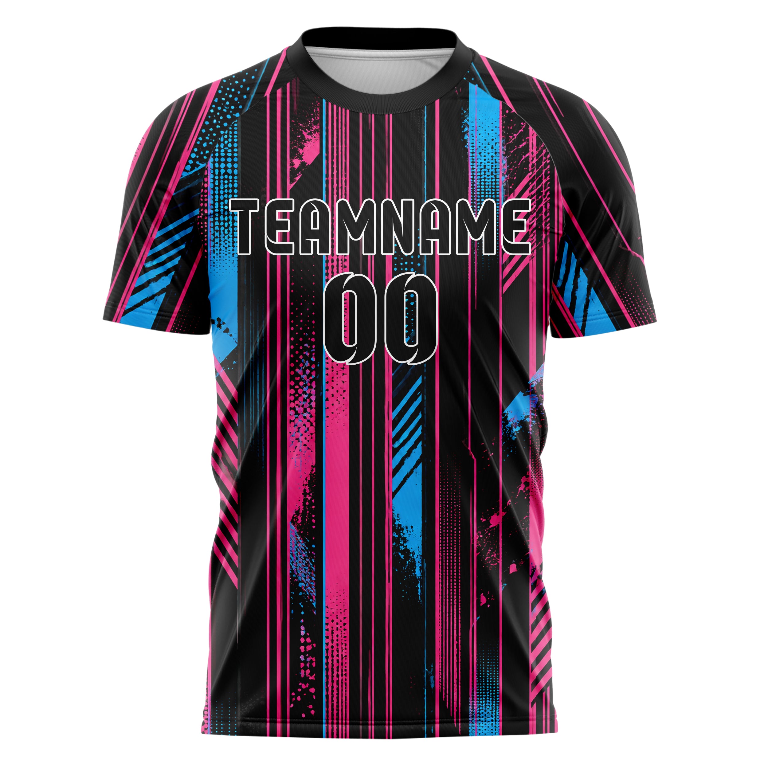 Schwarz lebendiges Nadelstreifen enge Pinstripes Design 11-0035 individuelles Fußballtrikot front