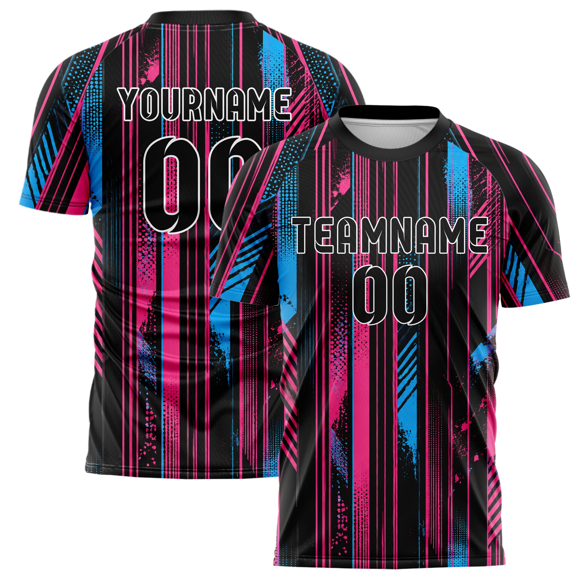 Schwarz lebendiges Nadelstreifen enge Pinstripes Design 11-0035 individuelles Fußballtrikot main