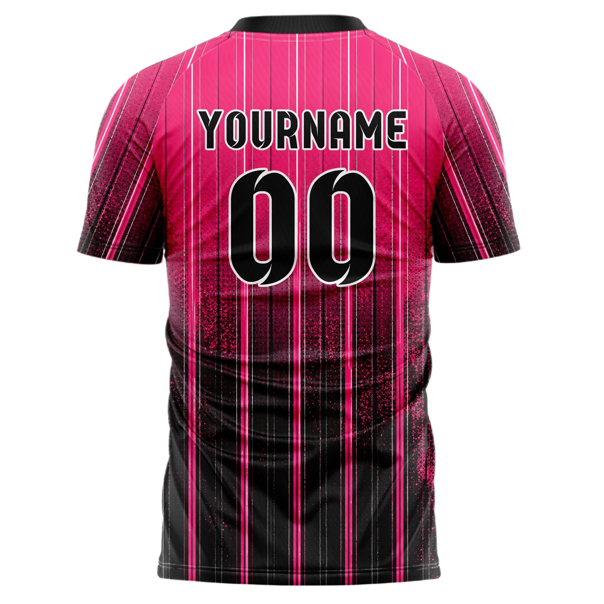 Hot Pink lebendiges Nadelstreifen klassische vertikale Pinstripes Design 11-0010 individuelles Fußballtrikot back