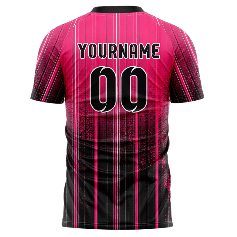 Hot Pink lebendiges Nadelstreifen klassische vertikale Pinstripes Design 11-0010 individuelles Fußballtrikot back