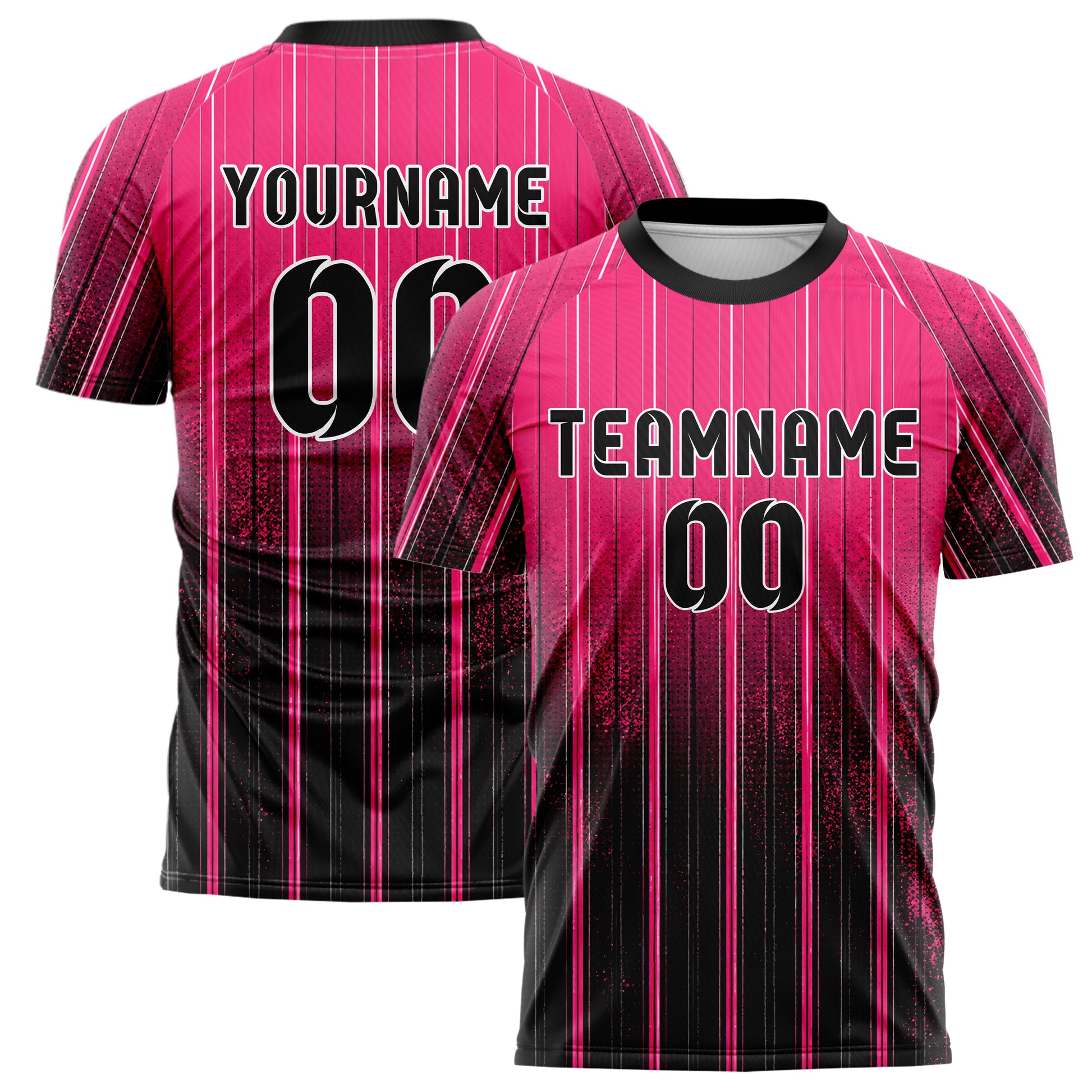 Hot Pink lebendiges Nadelstreifen klassische vertikale Pinstripes Design 11-0010 individuelles Fußballtrikot main