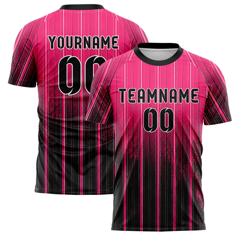 Hot Pink lebendiges Nadelstreifen klassische vertikale Pinstripes Design 11-0010 individuelles Fußballtrikot main