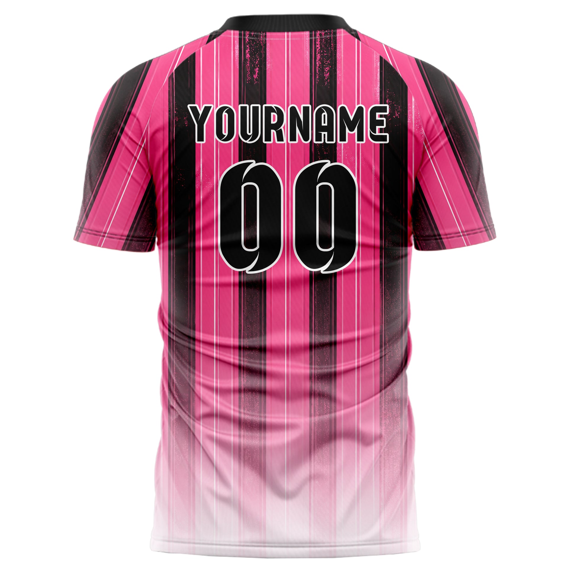 Hot Pink lebendiges Nadelstreifen klassische vertikale Pinstripes Design 11-0046 individuelles Fußballtrikot back