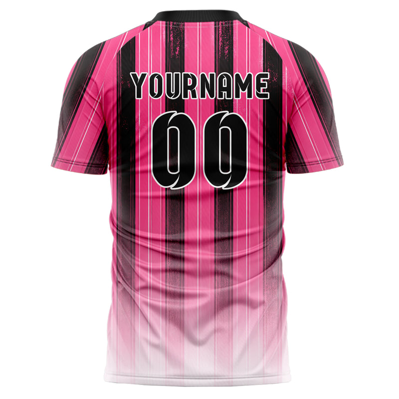 Hot Pink lebendiges Nadelstreifen klassische vertikale Pinstripes Design 11-0046 individuelles Fußballtrikot back