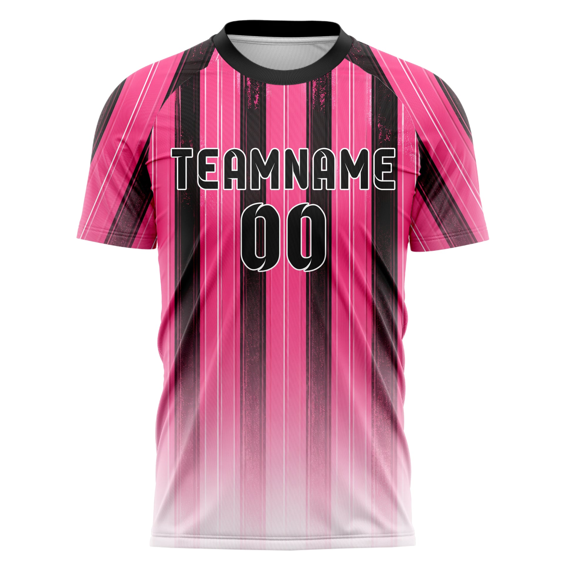 Hot Pink lebendiges Nadelstreifen klassische vertikale Pinstripes Design 11-0046 individuelles Fußballtrikot front