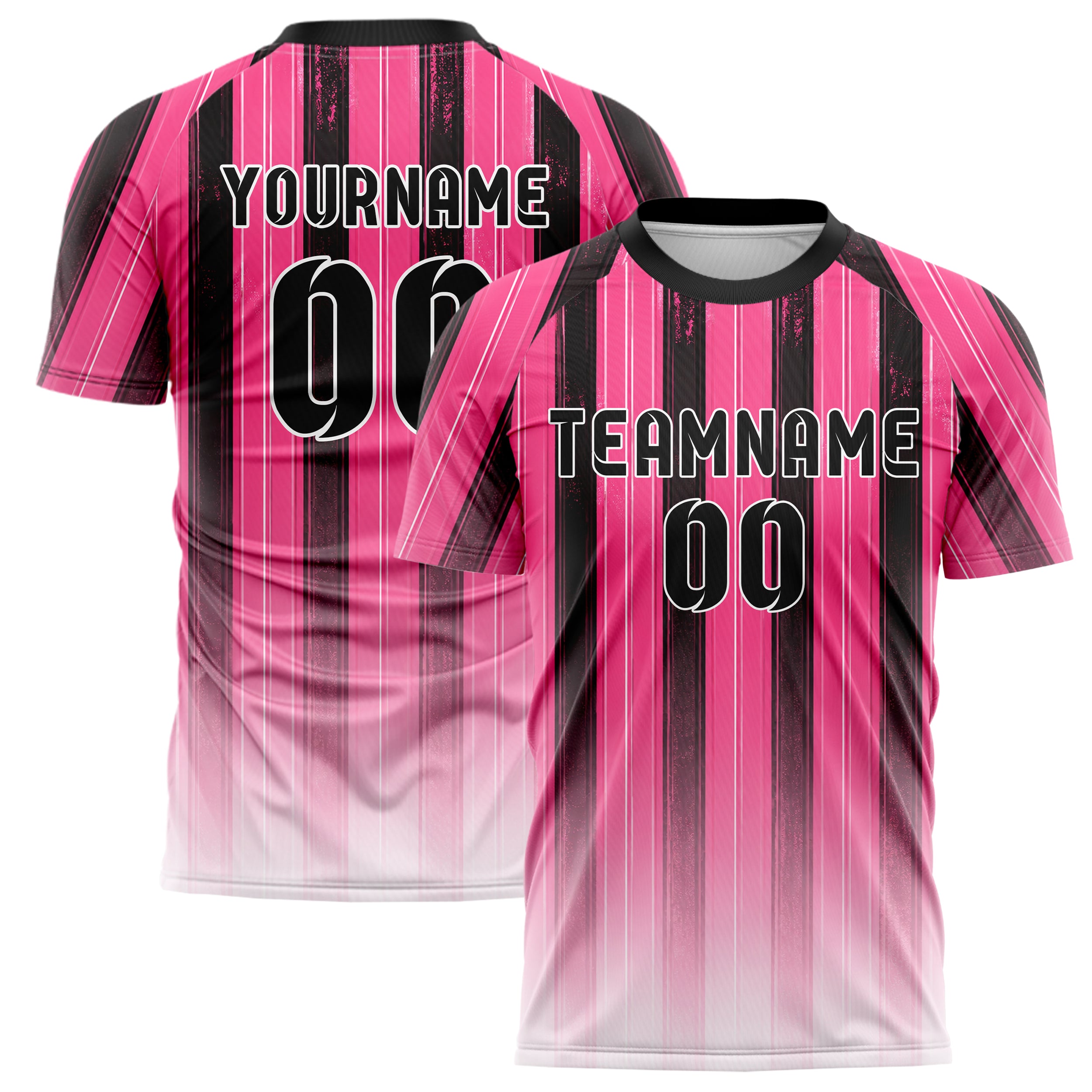 Hot Pink lebendiges Nadelstreifen klassische vertikale Pinstripes Design 11-0046 individuelles Fußballtrikot main