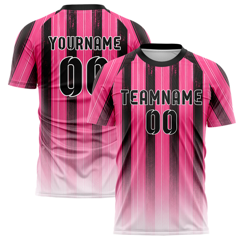 Hot Pink lebendiges Nadelstreifen klassische vertikale Pinstripes Design 11-0046 individuelles Fußballtrikot main