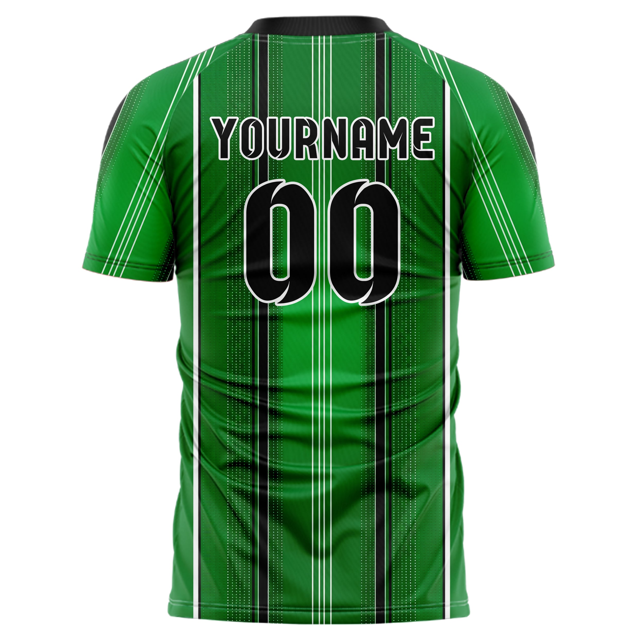 Kellygruen klassisches Nadelstreifen klassische vertikale Pinstripes Design 11-0016 individuelles Fußballtrikot back