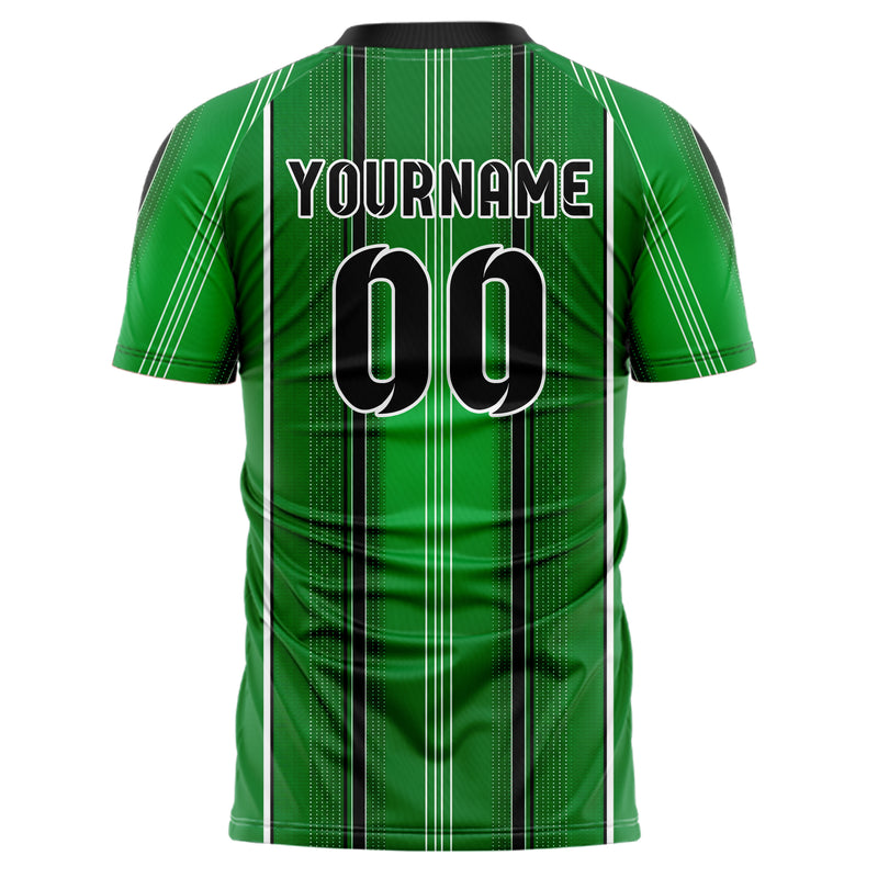 Kellygruen klassisches Nadelstreifen klassische vertikale Pinstripes Design 11-0016 individuelles Fußballtrikot back