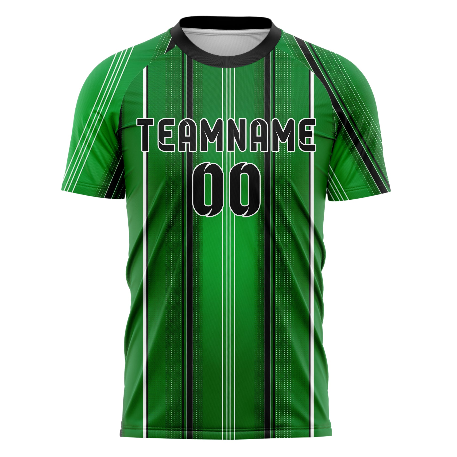 Kellygruen klassisches Nadelstreifen klassische vertikale Pinstripes Design 11-0016 individuelles Fußballtrikot front