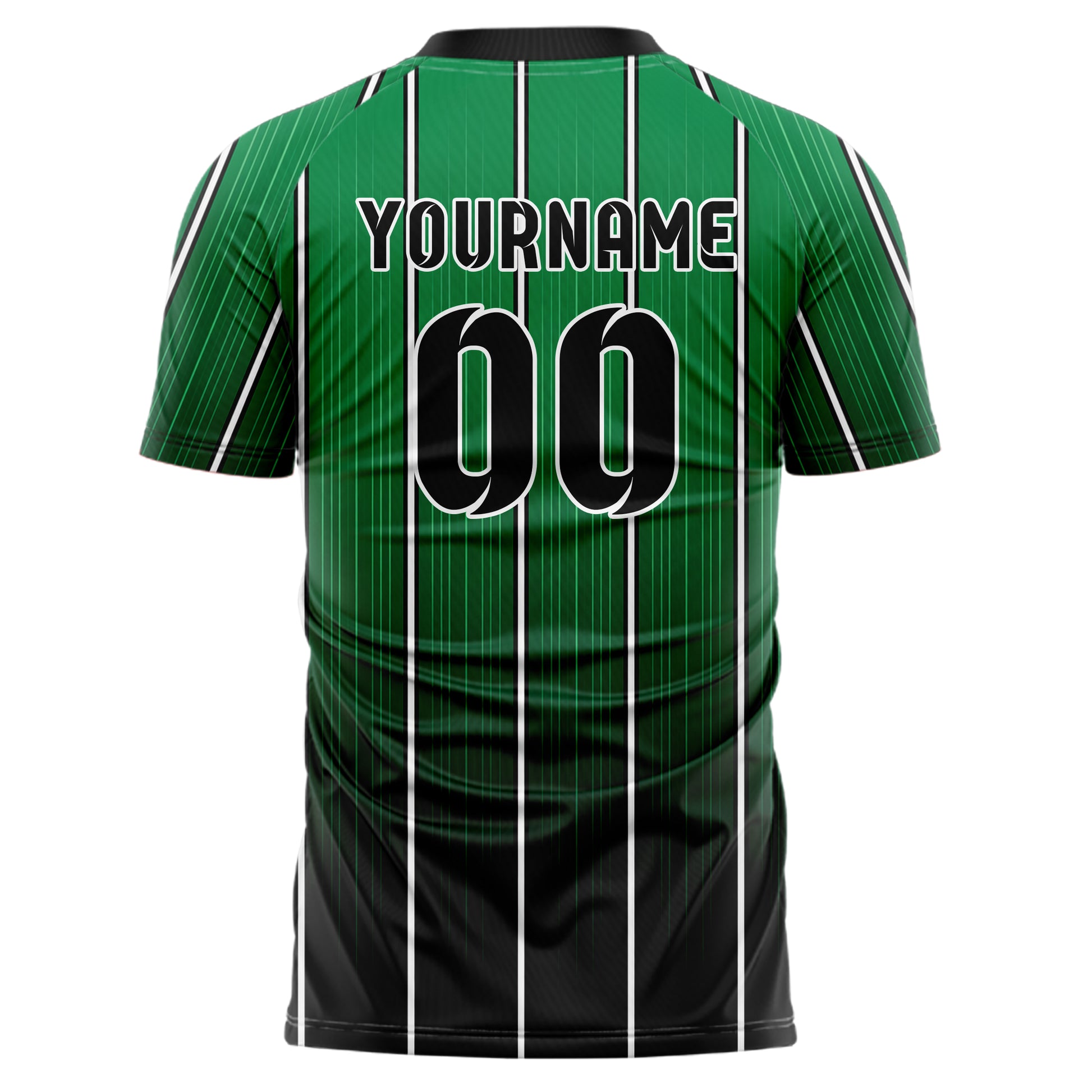 Kellygruen klassisches Nadelstreifen klassische vertikale Pinstripes Design 11-0040 individuelles Fußballtrikot back