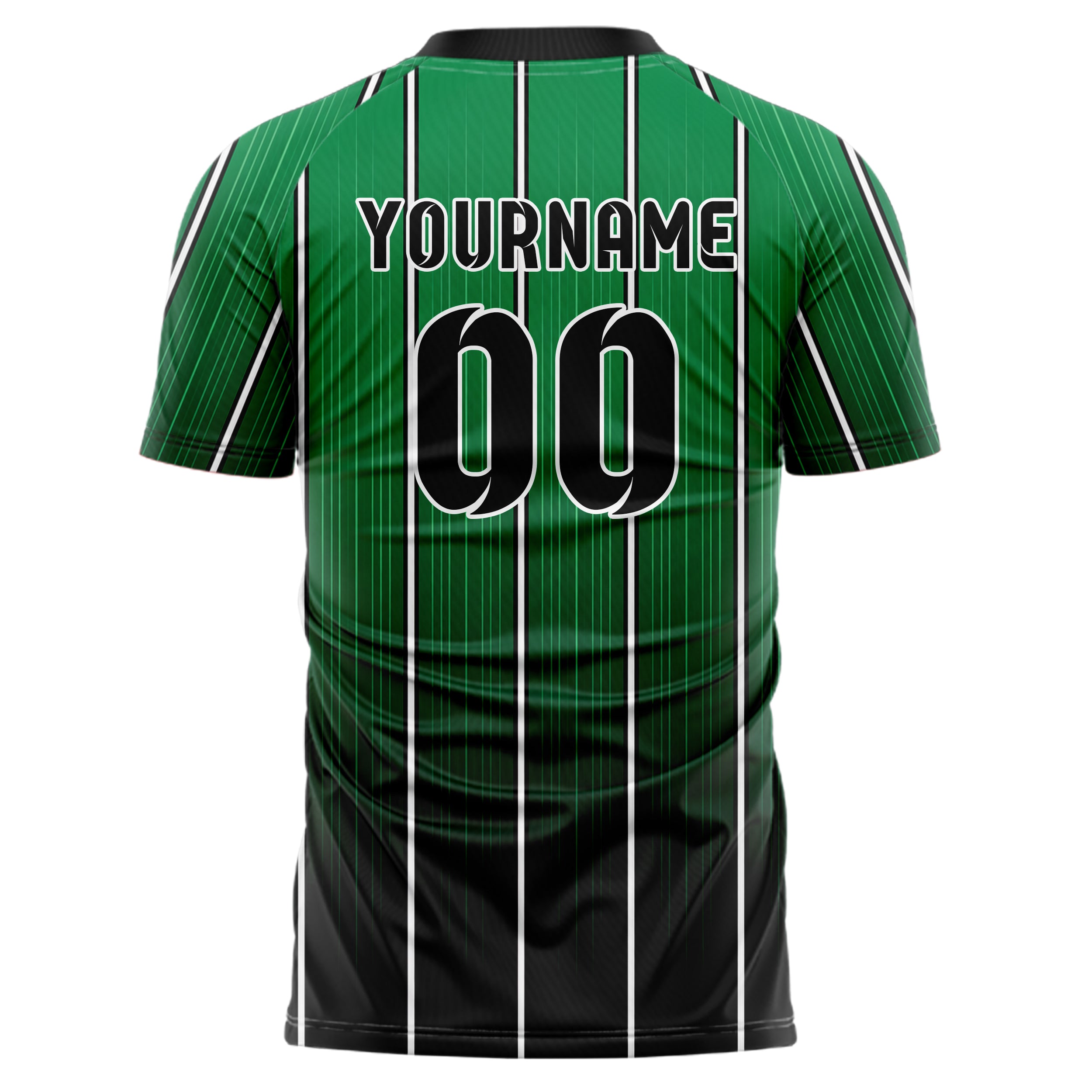 Kellygruen klassisches Nadelstreifen klassische vertikale Pinstripes Design 11-0040 individuelles Fußballtrikot back