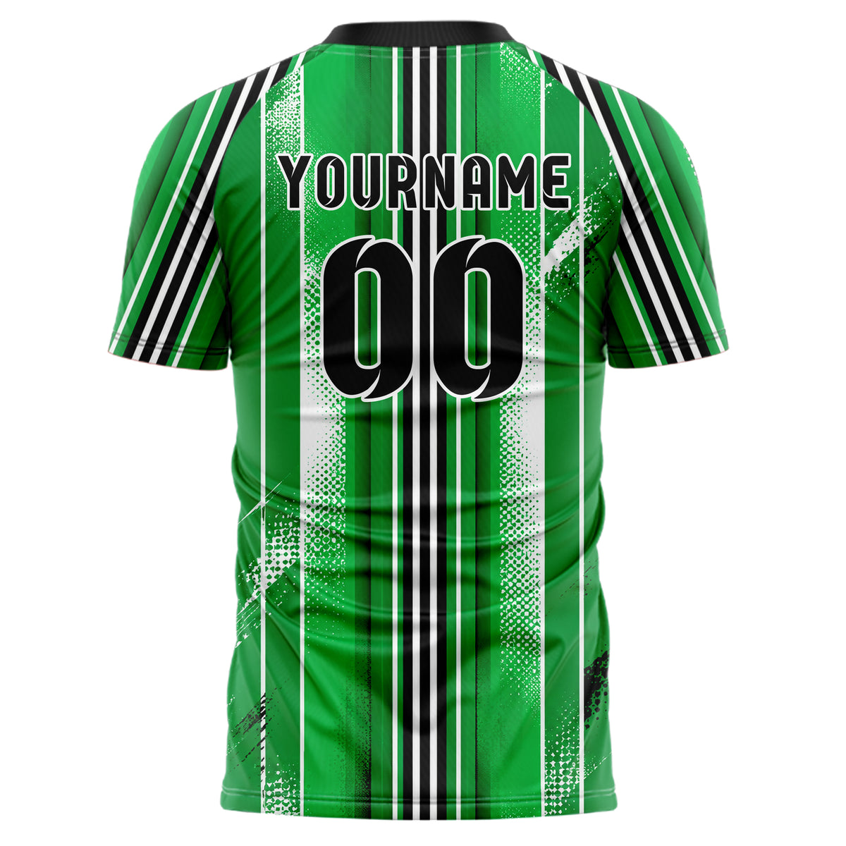 Kellygruen klassisches Nadelstreifen weite Pinstripes Design 11-0031 individuelles Fußballtrikot back