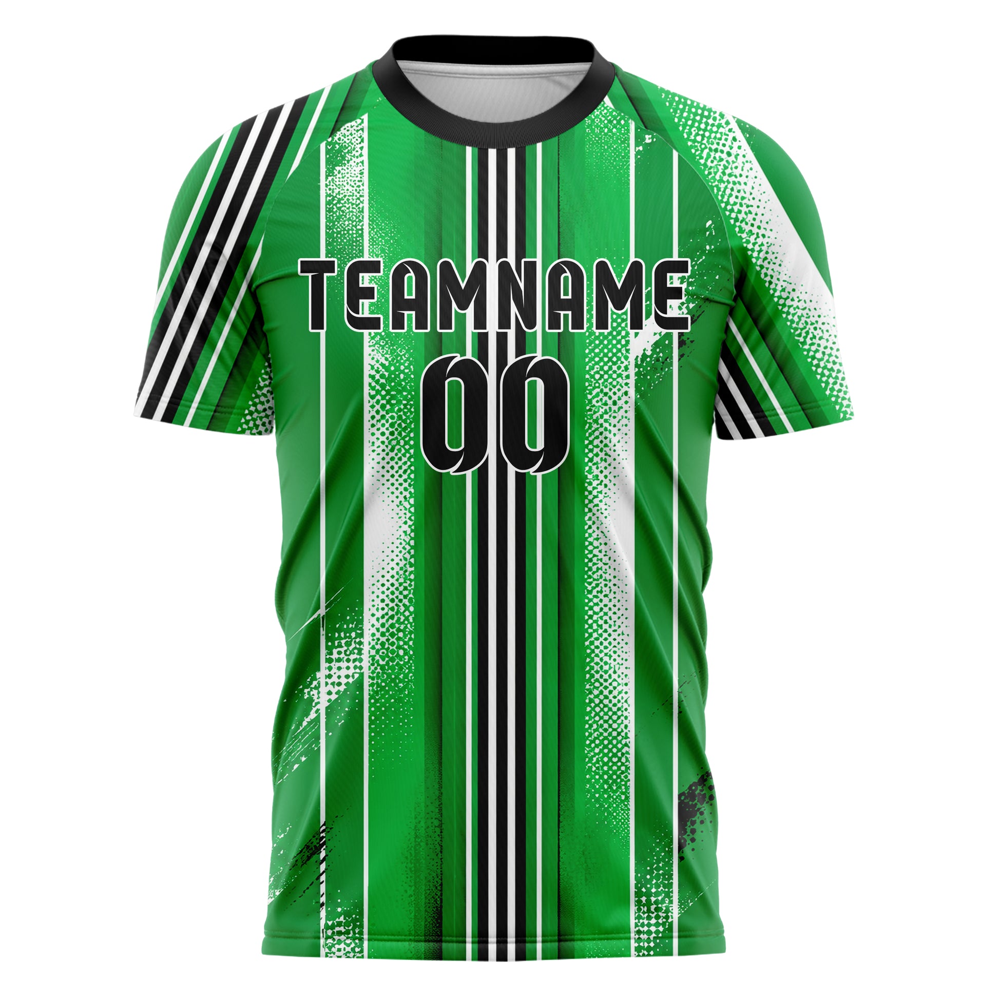 Kellygruen klassisches Nadelstreifen weite Pinstripes Design 11-0031 individuelles Fußballtrikot front