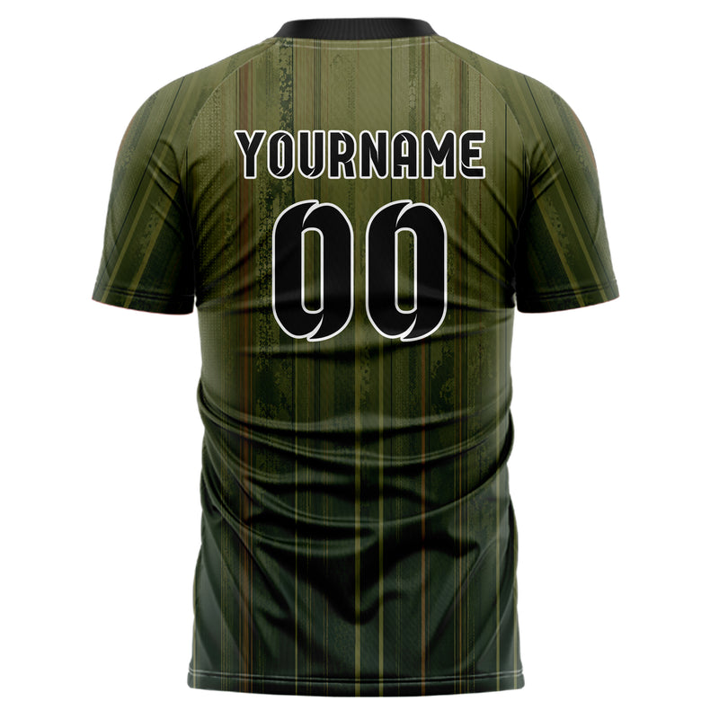 Olivgruen erdiges Nadelstreifen Bottom to Top Verlauf Design 11-0032 individuelles Fußballtrikot back