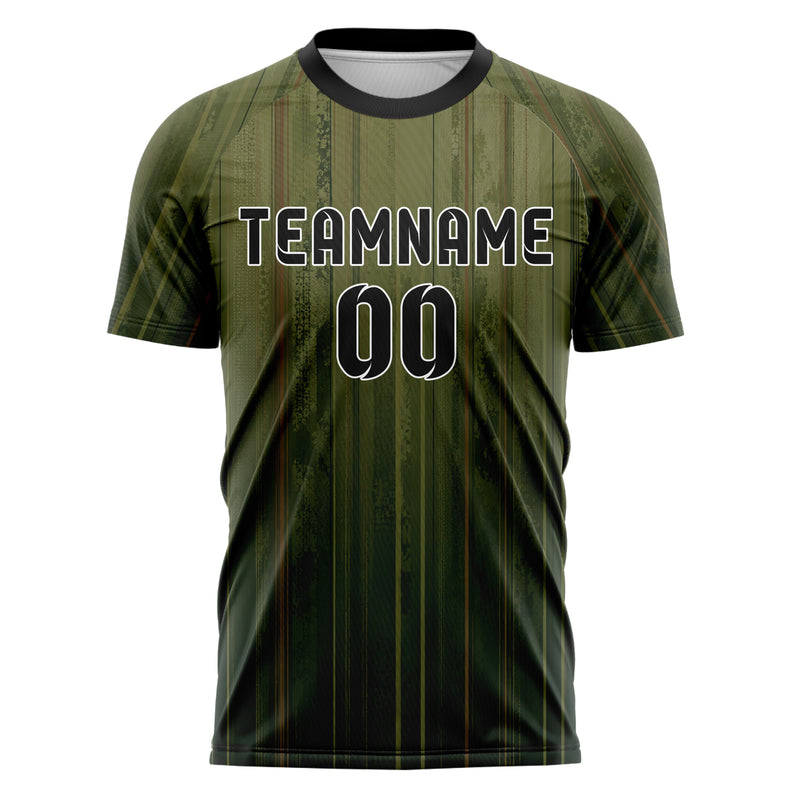Olivgruen erdiges Nadelstreifen Bottom to Top Verlauf Design 11-0032 individuelles Fußballtrikot front