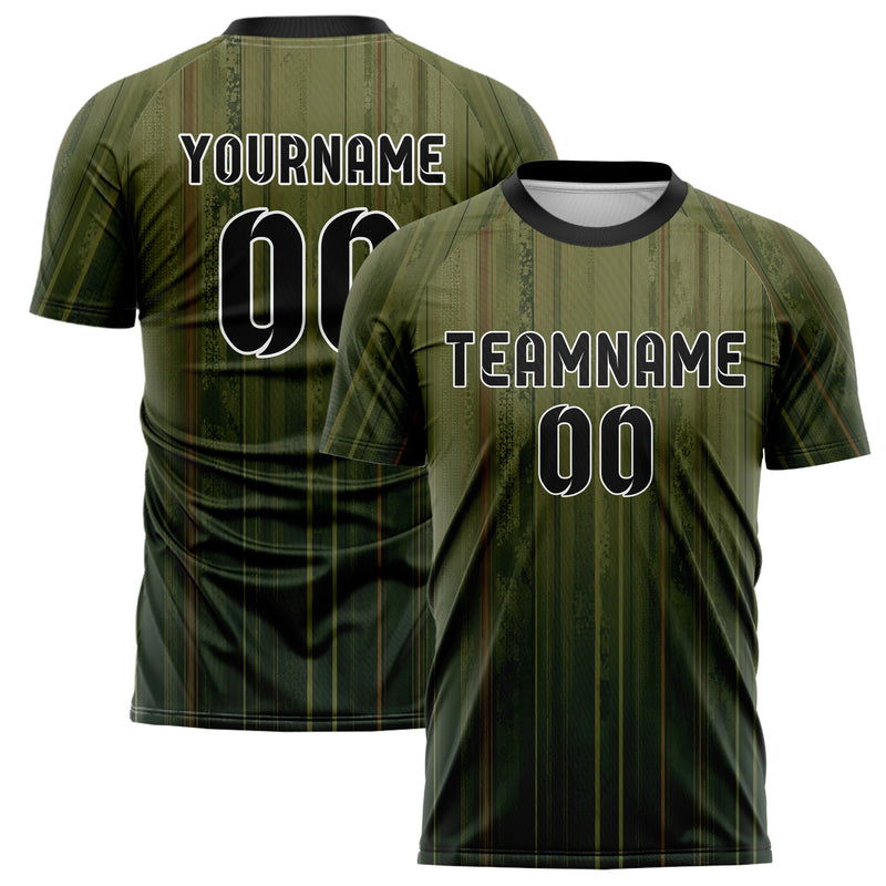 Olivgruen erdiges Nadelstreifen Bottom to Top Verlauf Design 11-0032 individuelles Fußballtrikot main