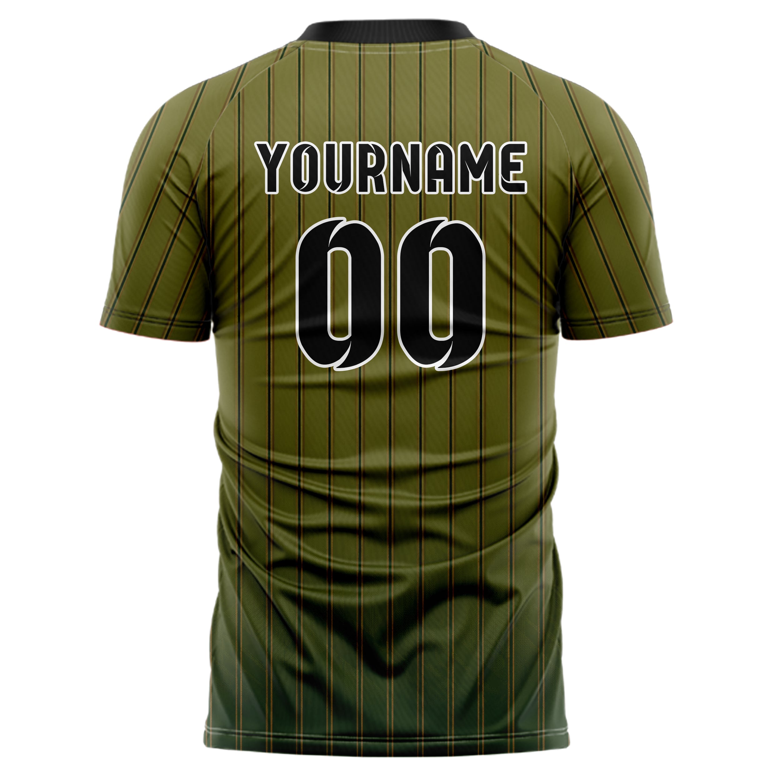 Olivgruen erdiges Nadelstreifen enge Pinstripes Design 11-0011 individuelles Fußballtrikot back